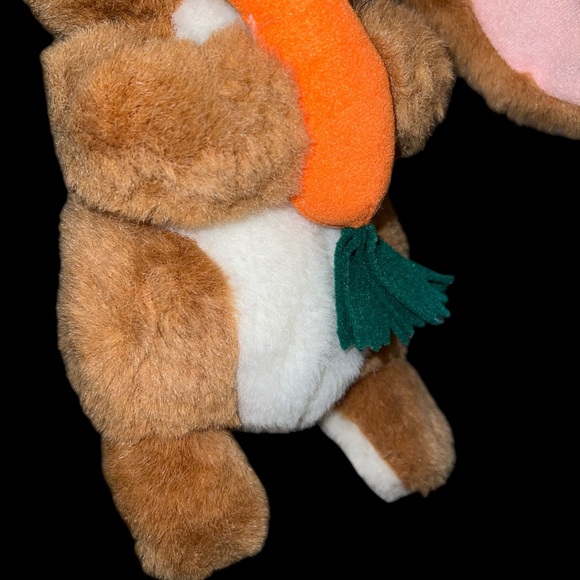 Vtg  Fine Toy Co Tan White Easter Bunny Rabbit Carrot Long Lashes Stuffed Plush - Picture 3 of 5